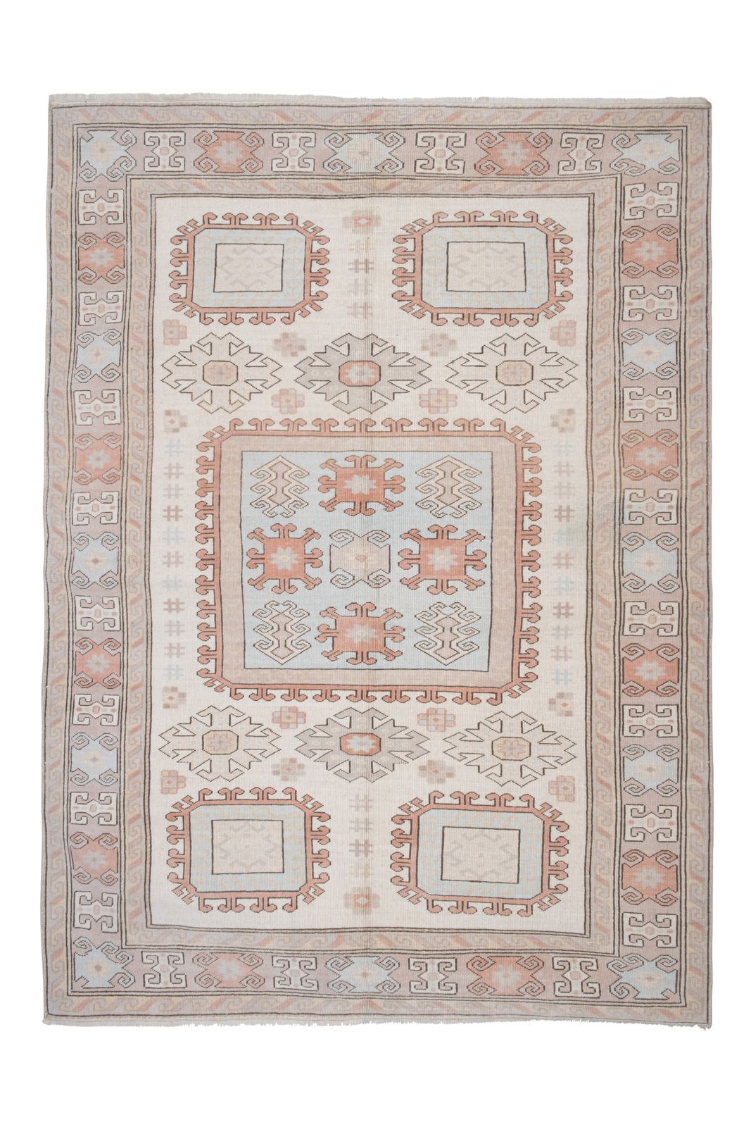 Wool Cream Southwest Rug,  Turkey Oushak 5'8'' X 7'8''