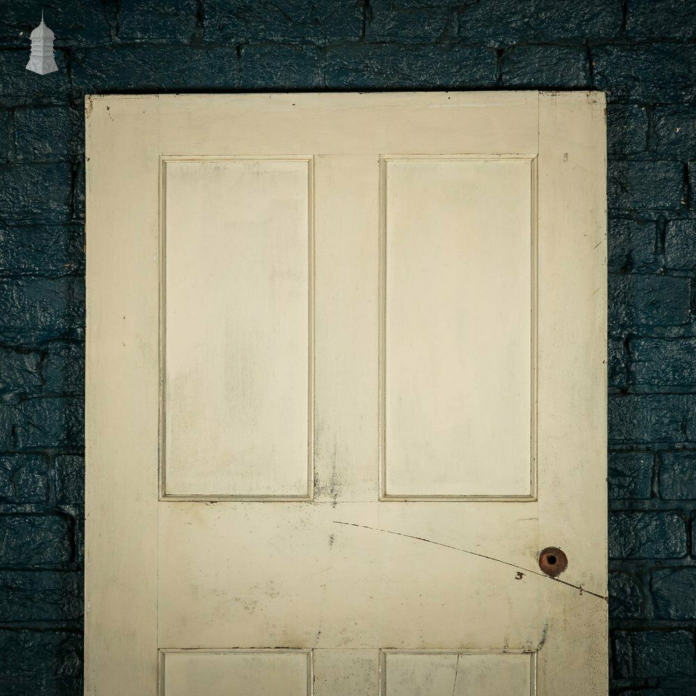 Pitch Pine Panelled Door, 4 White Painted Moulded Panels photo buy
