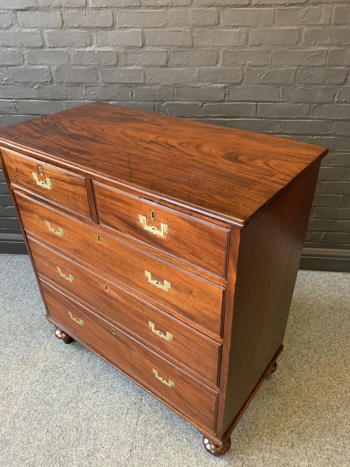 Furniture 19th Century Mahogany Military Campaign Chest photo