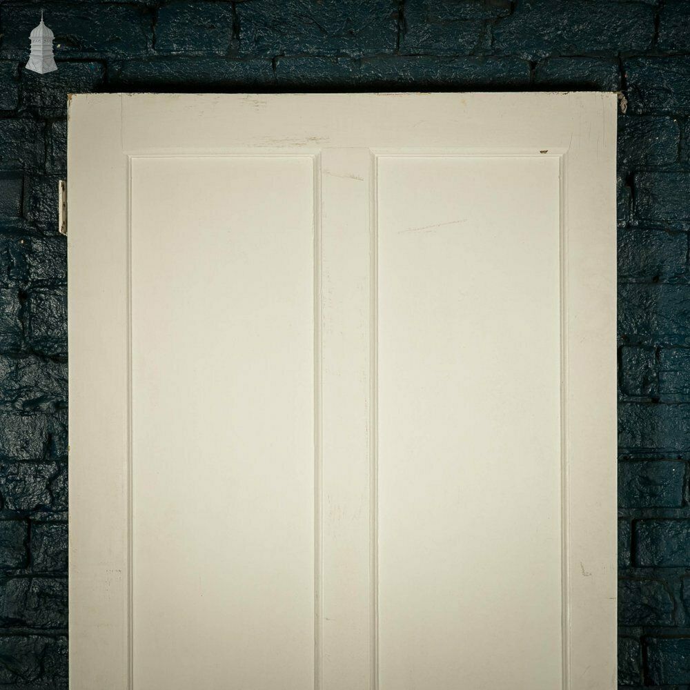 Pine Panelled Door, Moulded 4 Panel, White Painted photo for sale