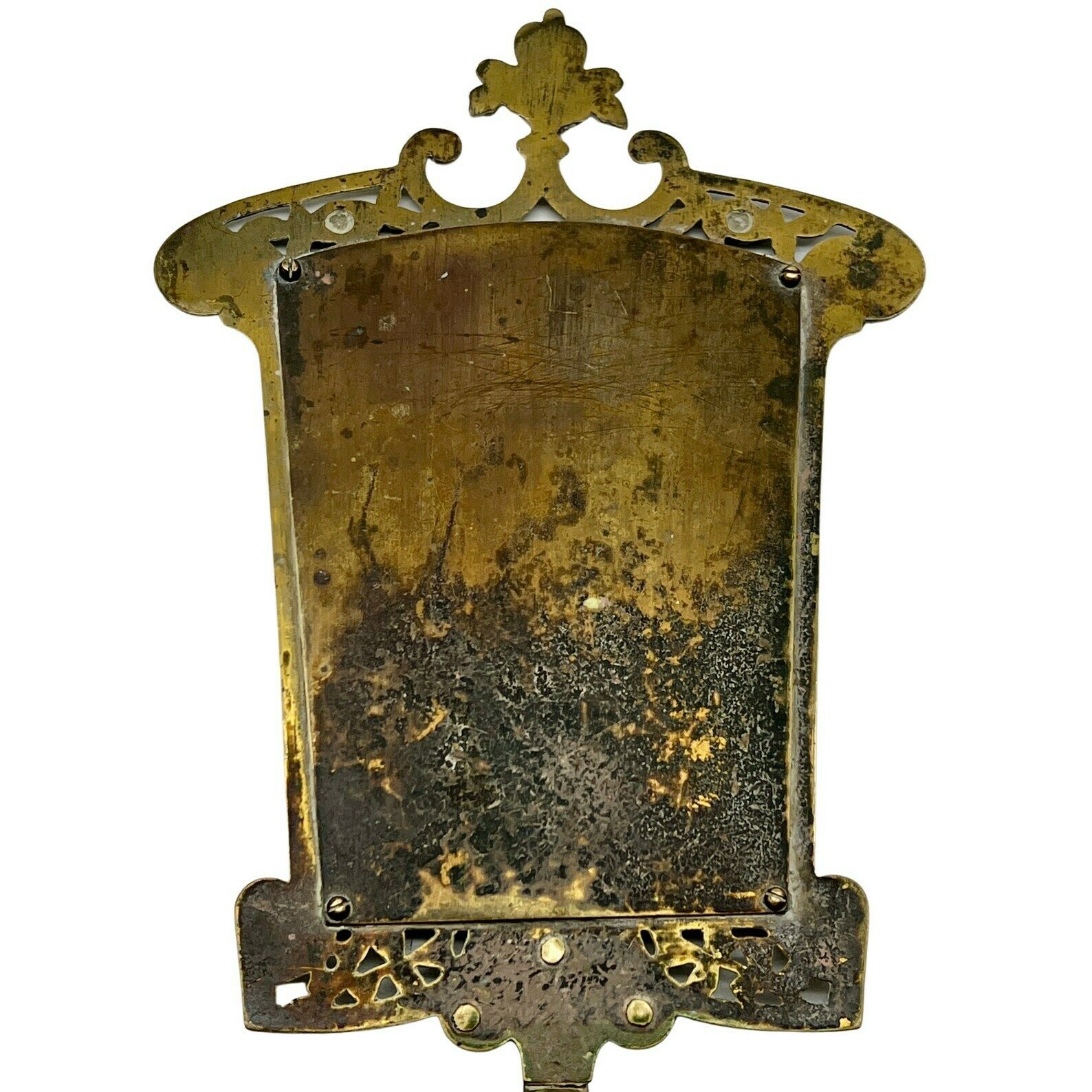 Antique French Ladies Brass & Porcelain Bevelled Glass Hand Mirror   Bedroom Decor   Chamber Decor   Home Decor photo vintage