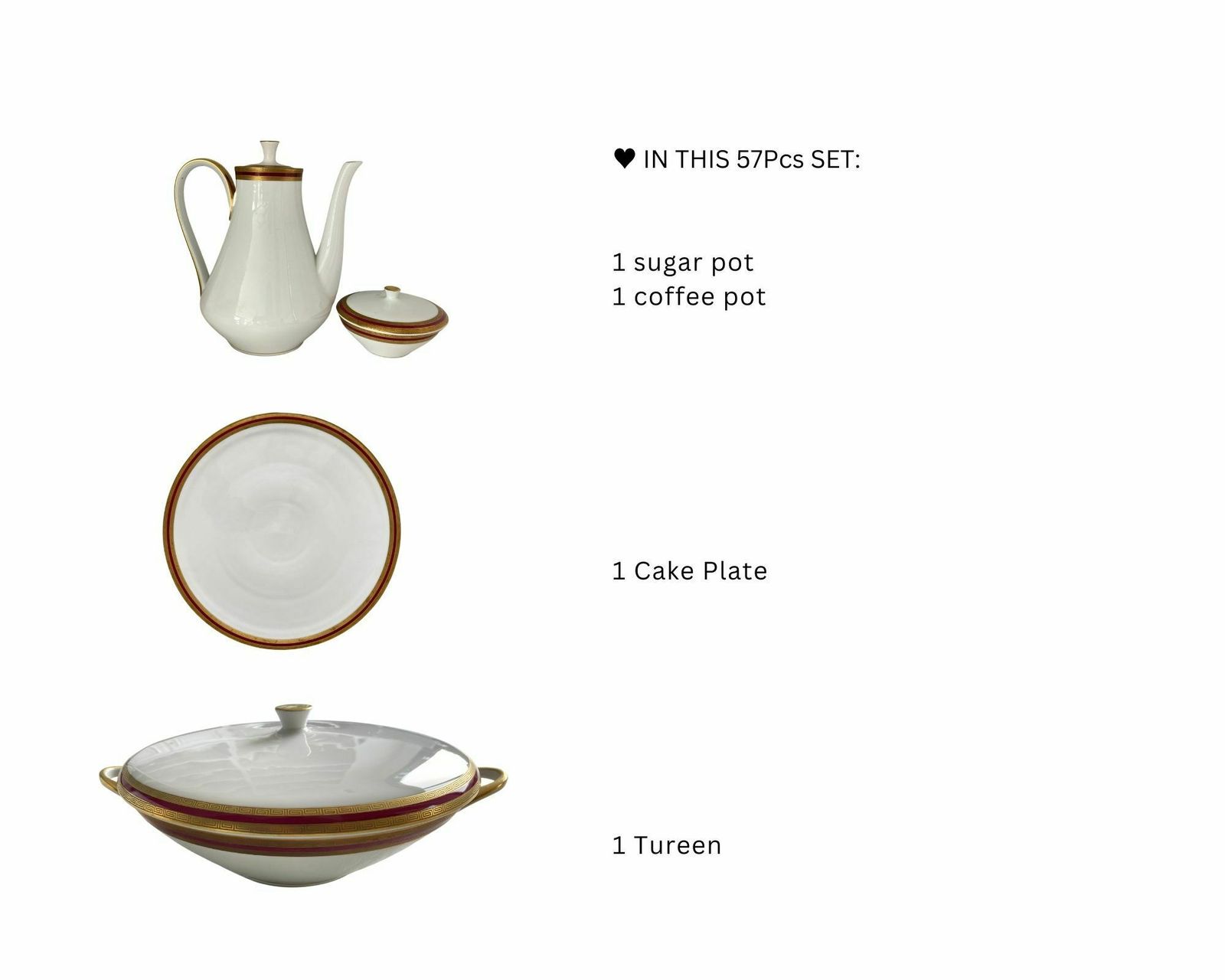 Wit Porseleinen Servies | Dinerborden | Incl. Koffieservies Voor 12 Personen | Terrine | 57 Stuks Totaal photo buy
