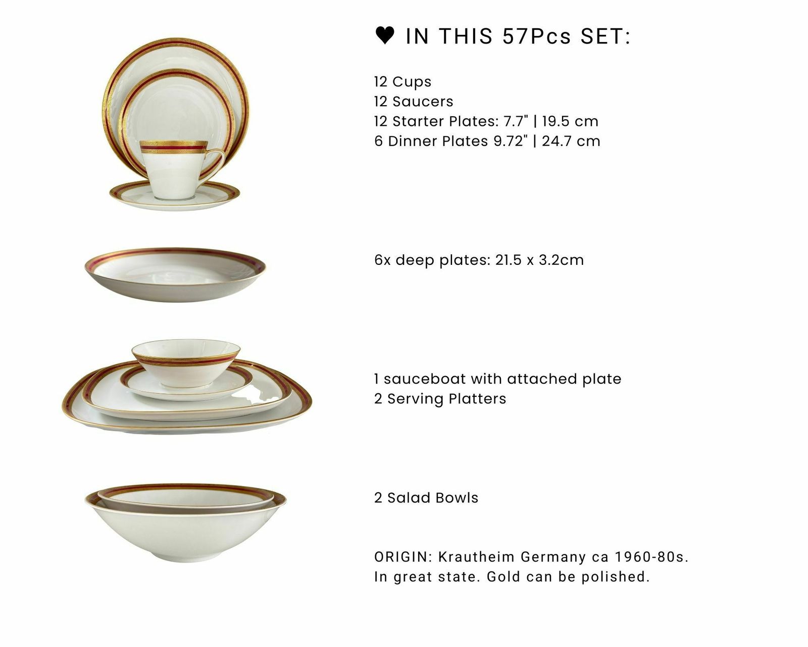 Wit Porseleinen Servies | Dinerborden | Incl. Koffieservies Voor 12 Personen | Terrine | 57 Stuks Totaal photo vintage