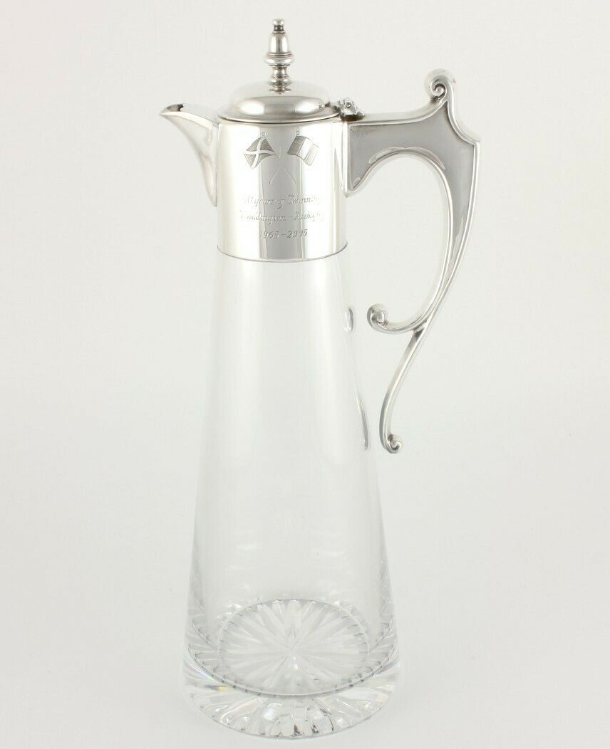 495.0 Silver & Glass Claret Jug. Haddington Scotland & Aubigny France. photo