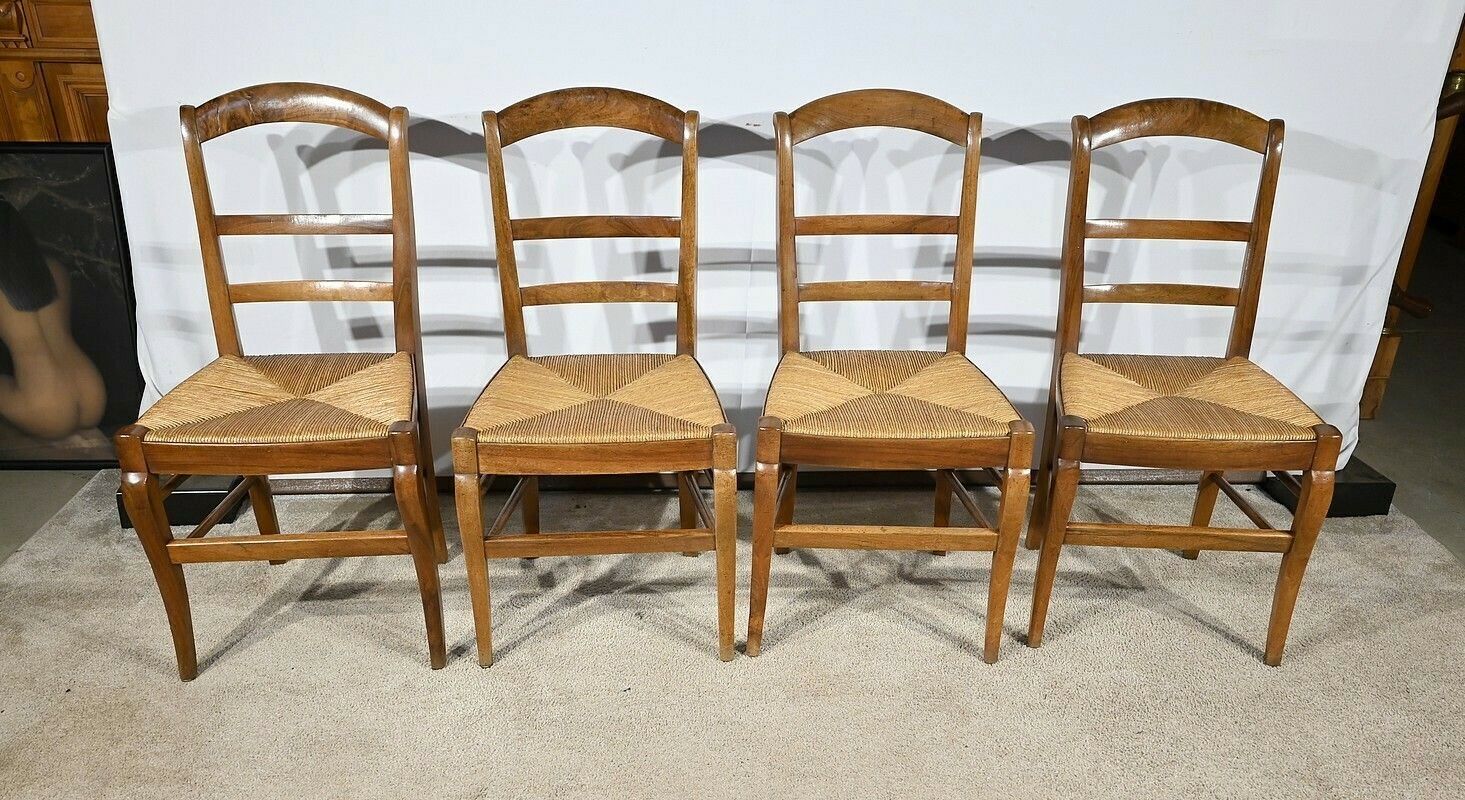 Suite Of 4 Restoration Chairs In Solid Walnut – 1st Part 19th Century