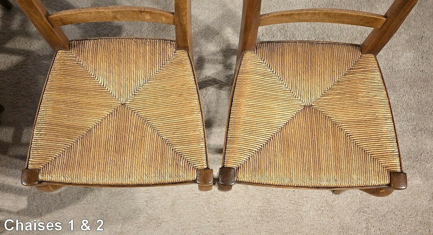 Suite Of 4 Restoration Chairs In Solid Walnut – 1st Part 19th Century photo 1337.33870991
