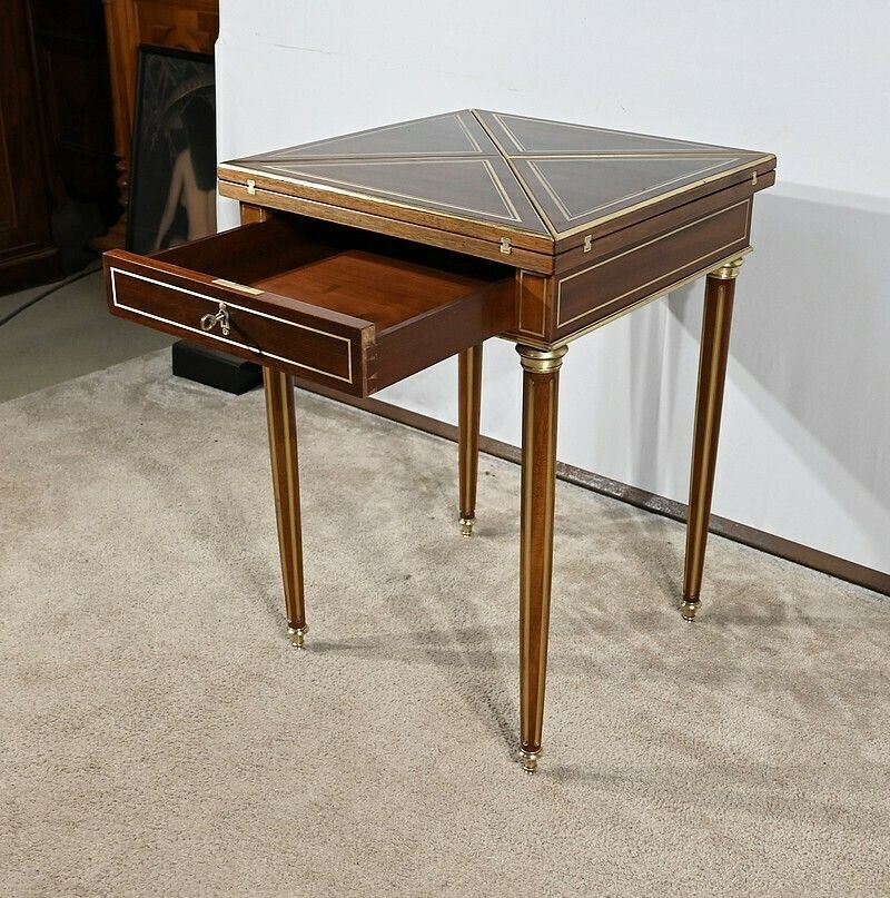 Mahogany Handkerchief Games Table, Louis XVI Style, Napoleon III Period – Mid 19th Century photo 2948.7903227799998