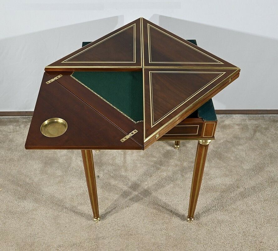 Mahogany Handkerchief Games Table, Louis XVI Style, Napoleon III Period – Mid 19th Century photo vintage