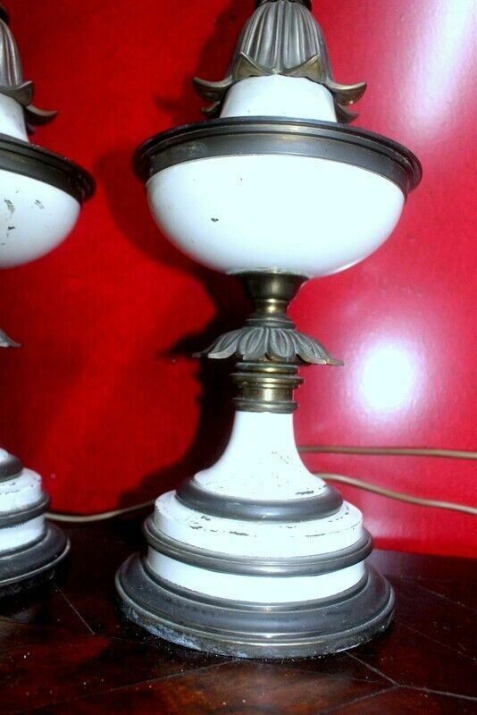 Antique 1960s Pair Of Stiffel Brass Torchiere Table Lamps photo vintage