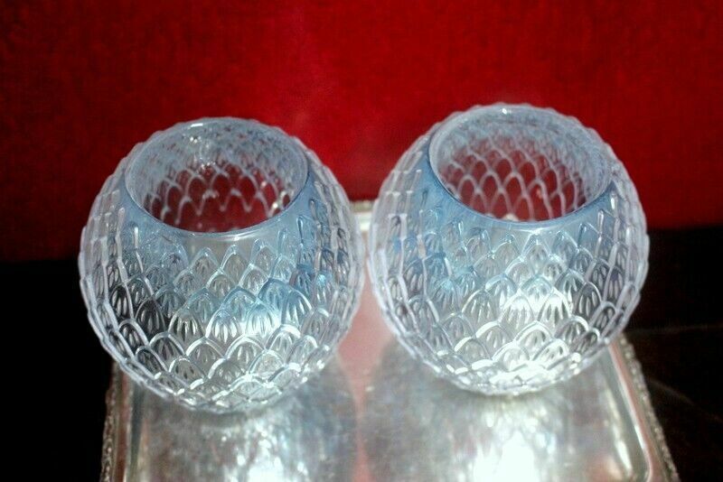 Home Decor Vintage Pair Of Candle Holder Candlestick Cut Glass Ice Glass From Paris photo