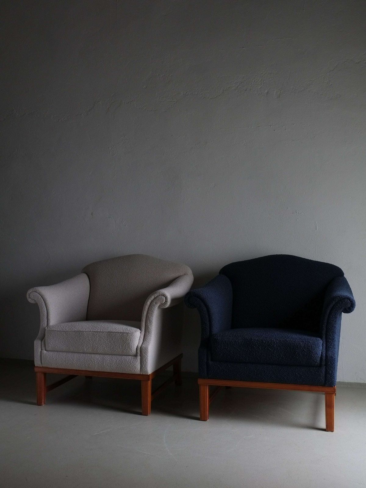 photo for sale Navy Blue Lounge Chair | Dedar Boucle | Sweden | Vintage