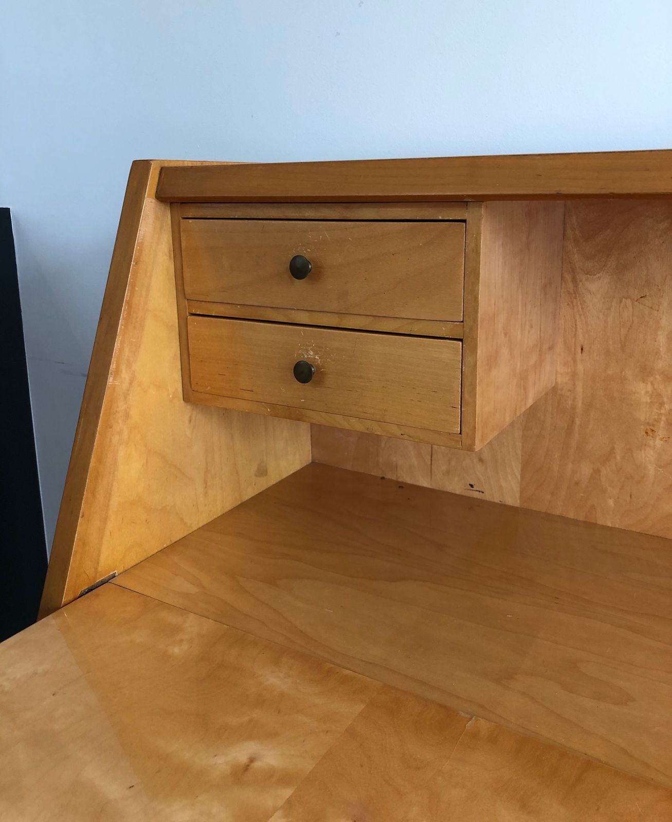 Secretary With Flap In Sycamore. French Work. Around 1970 photo vinterior