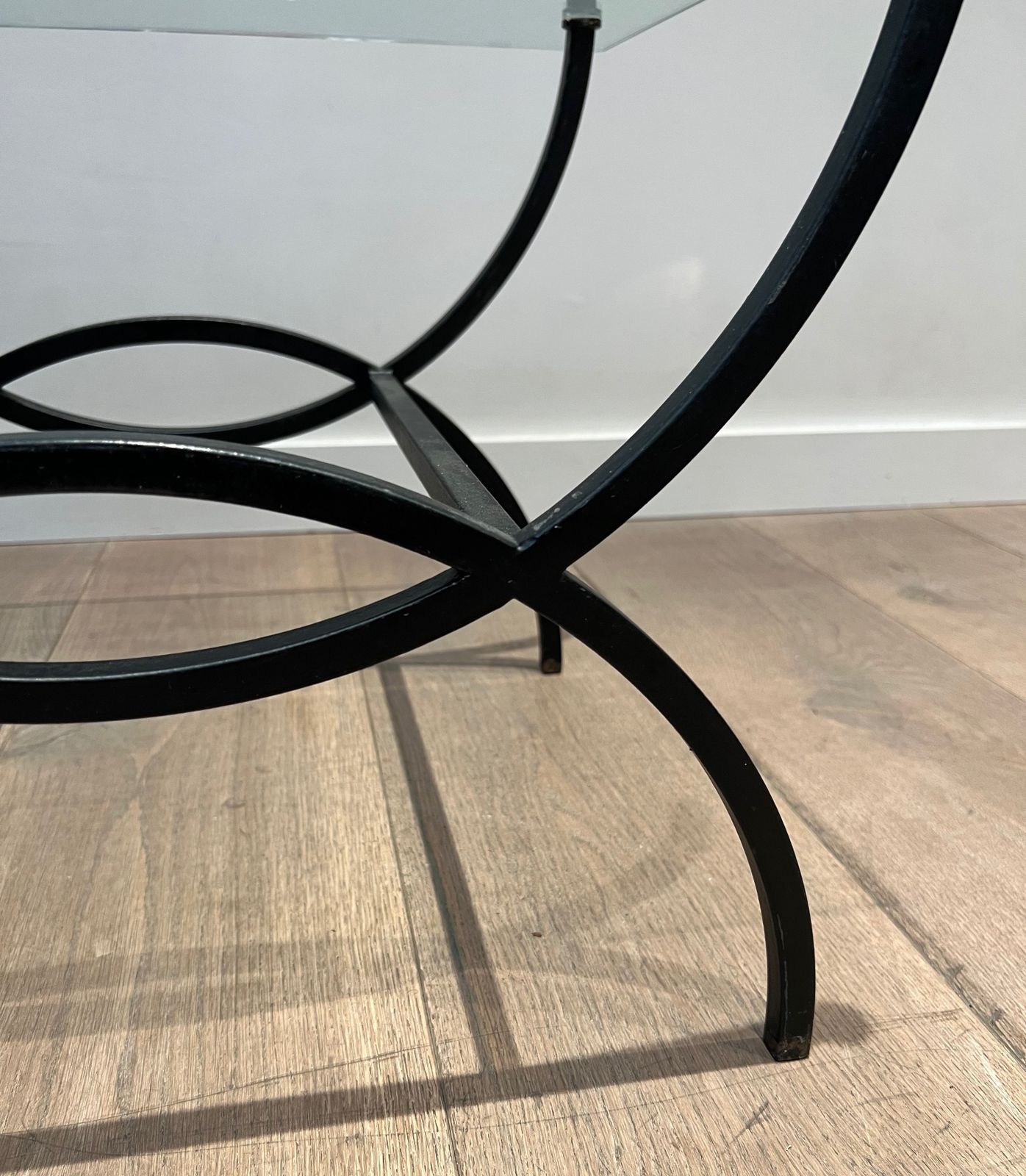 photo furniture Pair Of Sofa Ends In Black Lacquered Metal. French Work. Around 1950