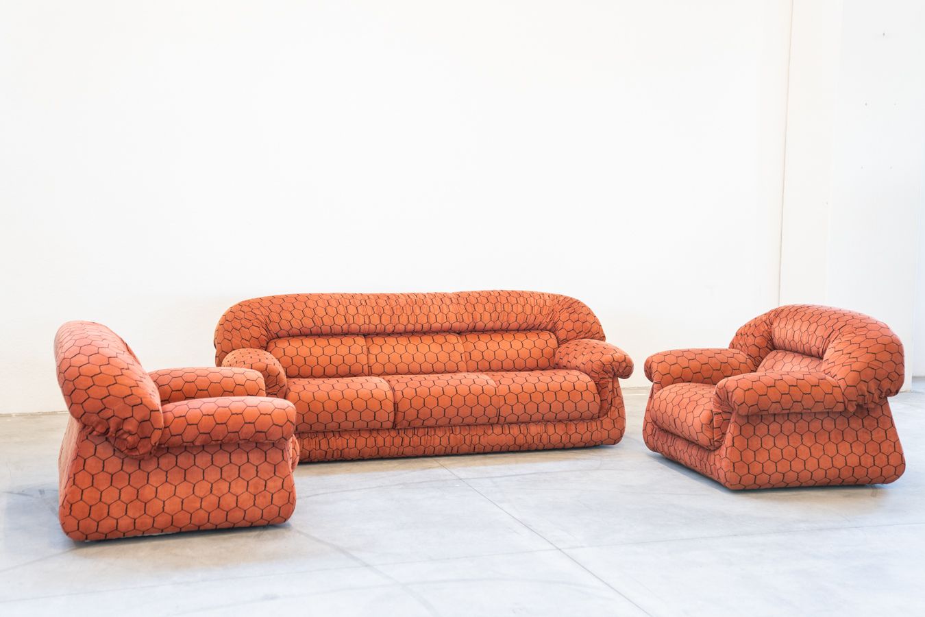 Vintage Lounge, Club Style, Consisting Of 3 Seater Sofa And 2 Armchairs, 1970s photo 4500.0