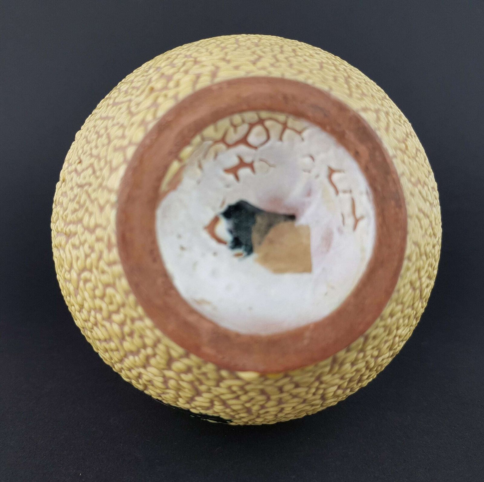 Vintage Yellow Ceramic Vase Fratelli Fanciullacci Style Snake Skin Glaze 1970's Fat Lava Era photo vinterior