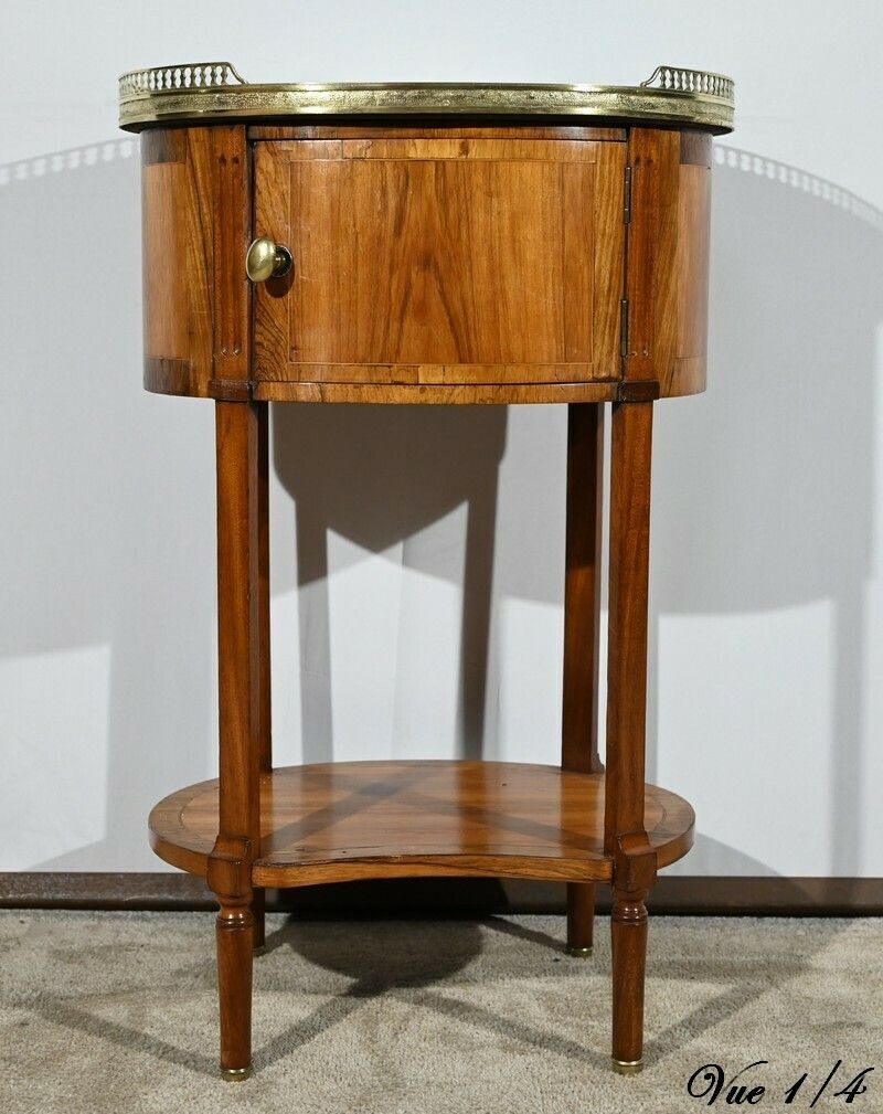 Small Tambour Table In Walnut And Mahogany, Louis XVI Style – 2nd Part 19th photo vintage