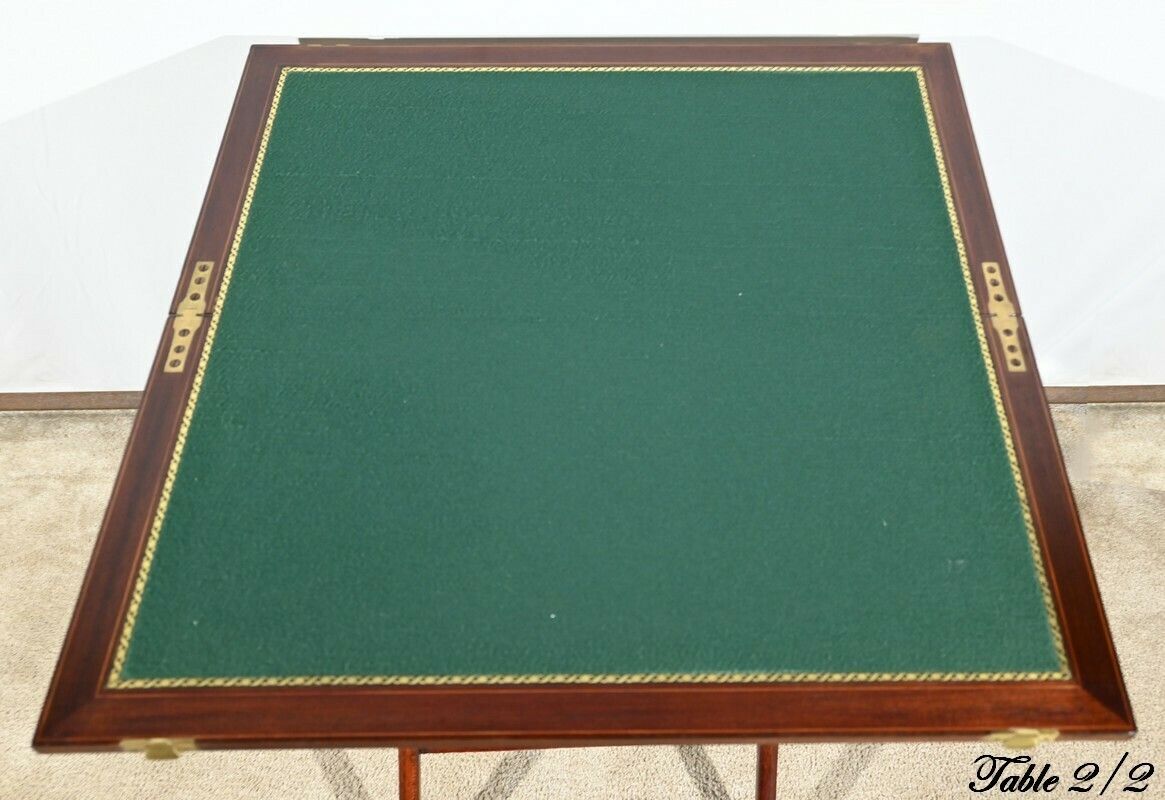 Pair Of Mahogany Games Tables, Stamped Hj Linton – 1920 photo vintage
