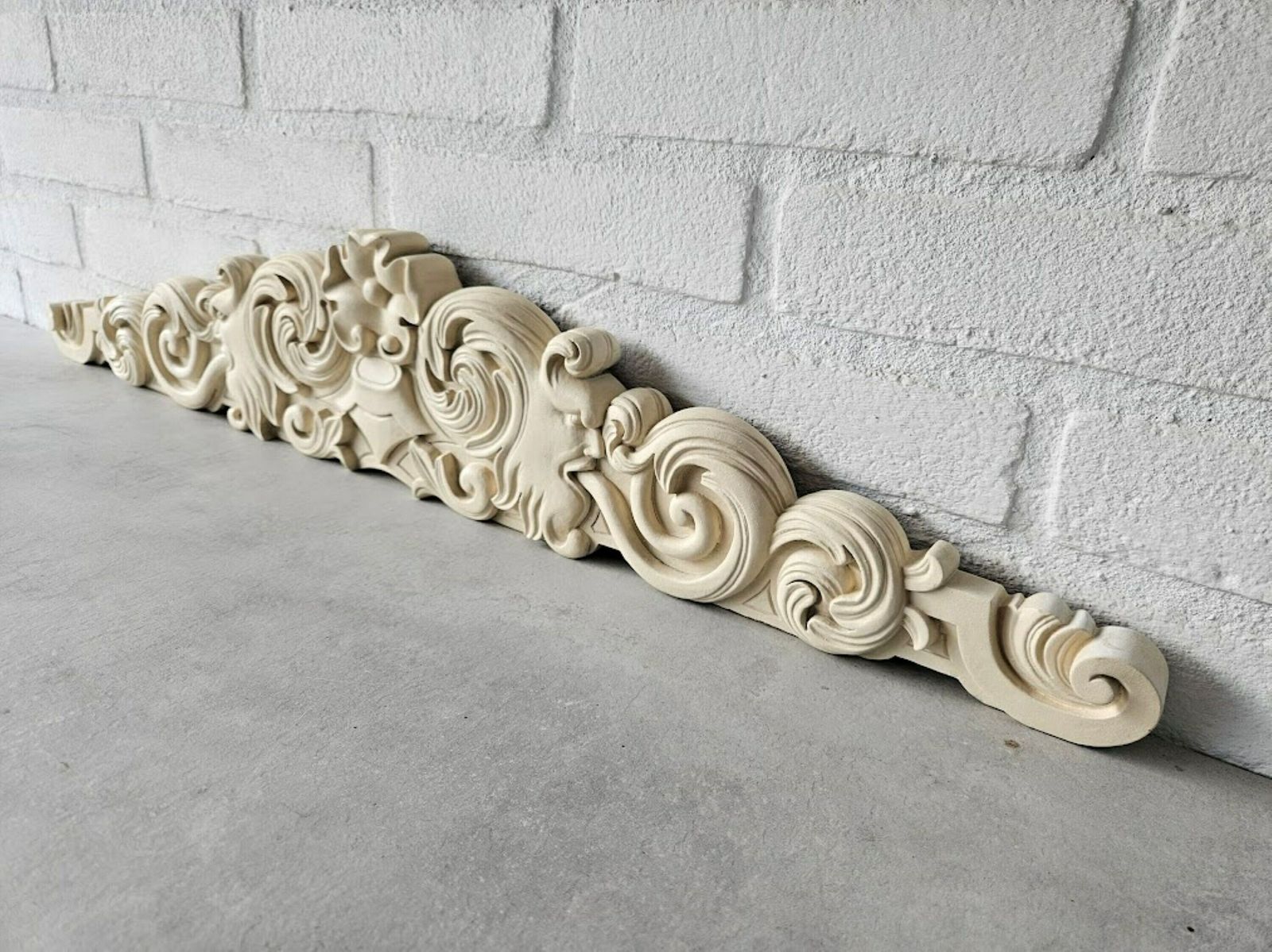 Large French Pediment Carved Wood For Door, Bed, Closet, Carved Wood Fronton Painted Ivory, Architectural Decor photo buy