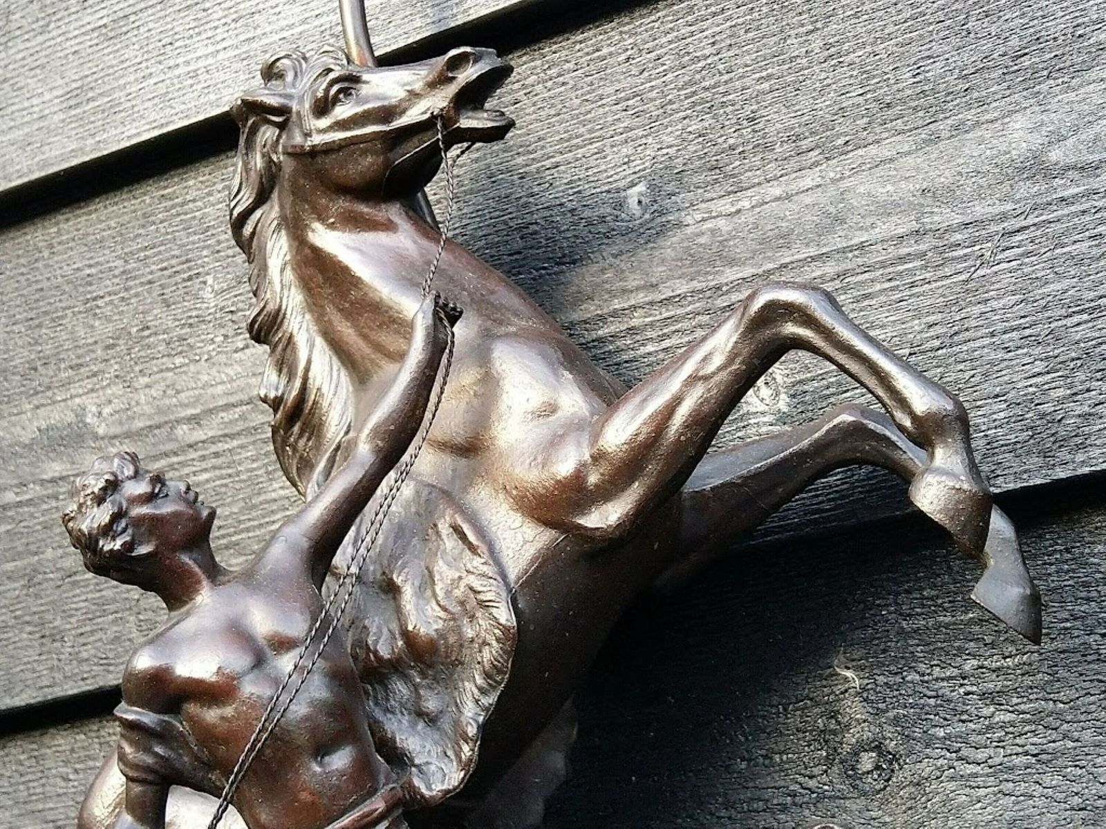 Pair Of Antique Table Lamps Horses Statues, Marly Horses, Horse Antique Decor photo vintage