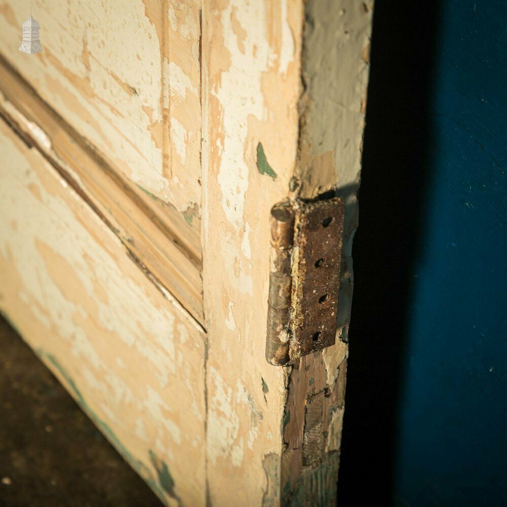 Pine Panelled Door, Raised Fielded Panels One Side, Stop Chamfer Detailing Other Side photo vintage