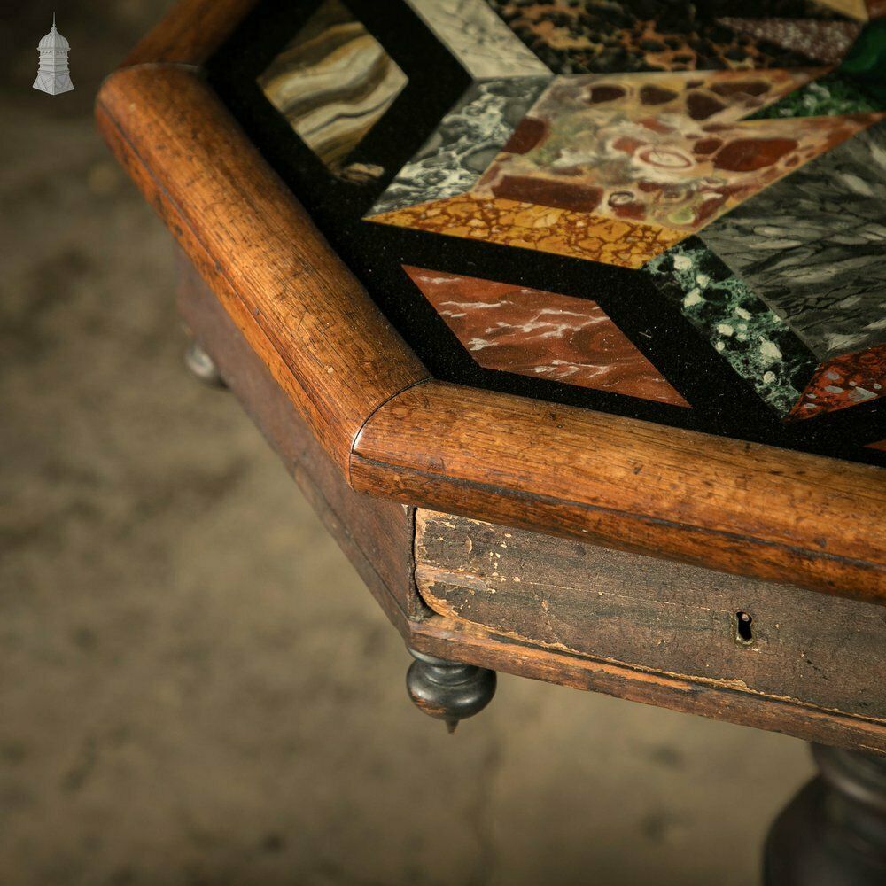 Specimen Table, Hand Painted 19th C Hardwood And Glass photo 1740.0