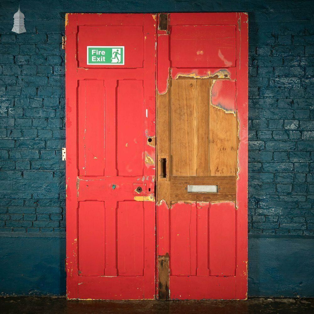Double Doors, Teak, Raised Fielded Panels One Side, Stop Chamfer Detailing Other Side.
