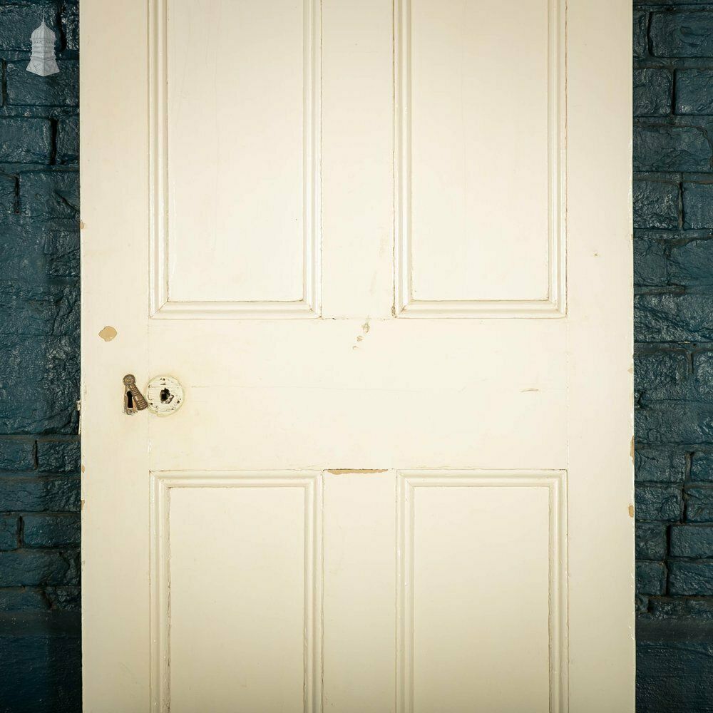 Moulded Panelled Door, White Painted Pine photo vintage