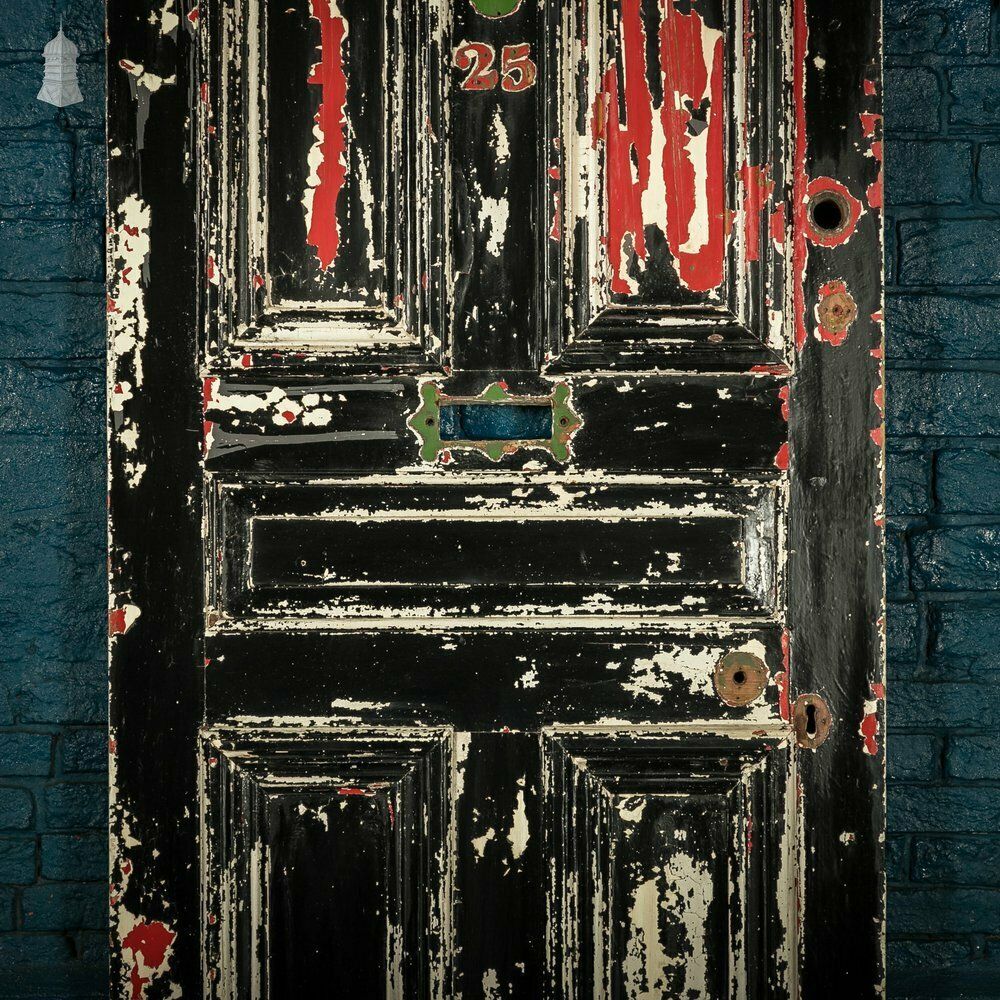 Pine Panelled Door, 5 Raised Panel Mouldings, Panel Distressed Paint Finish photo 450.0