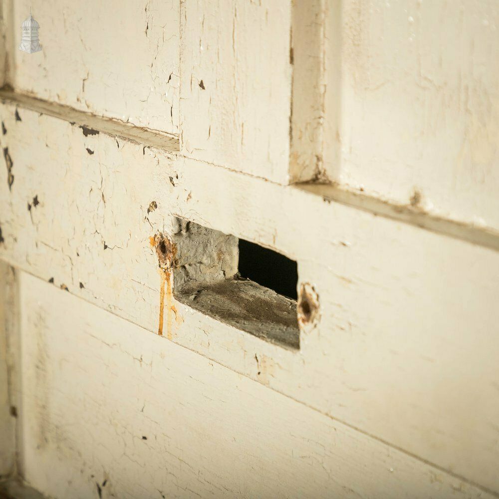 photo vintage Pine Panelled Door, 5 Raised Panel Mouldings, Panel Distressed Paint Finish