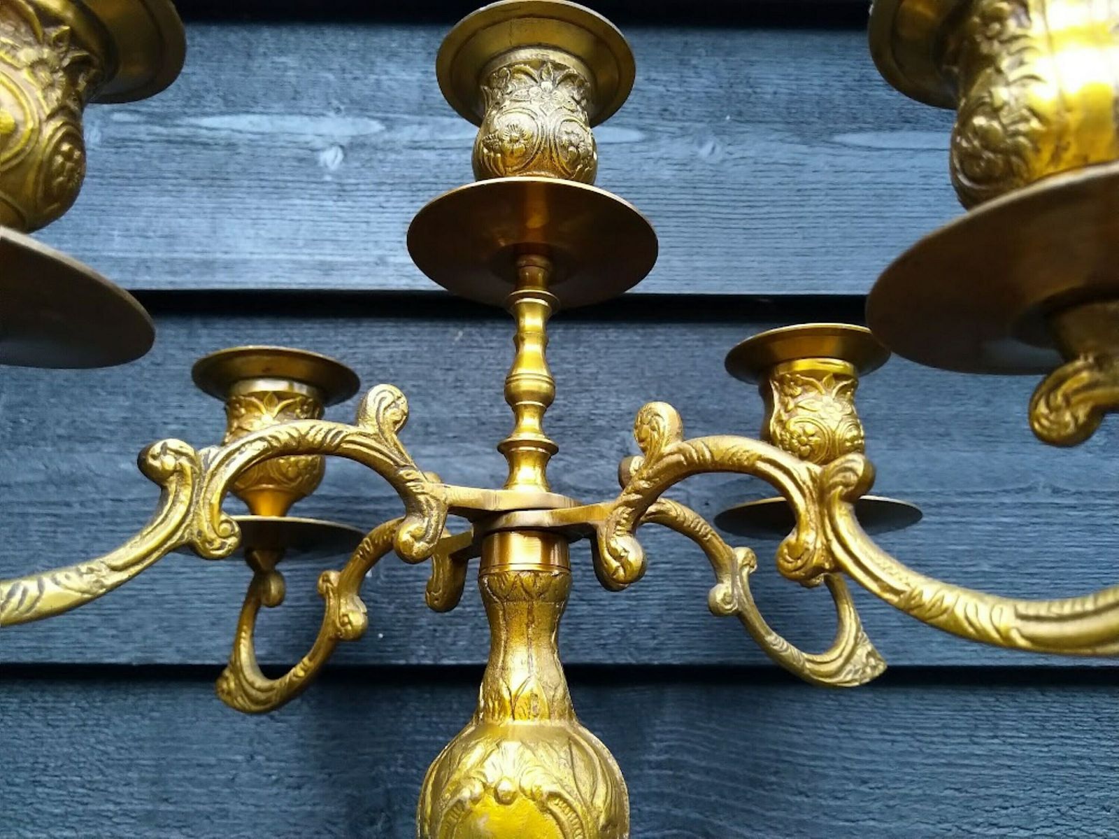 Large Baroque Gold Candelabra For 5 Candles Centerpiece, Fireplace Gold Candelabra Christmas, Wedding Candle Holder photo 230.0