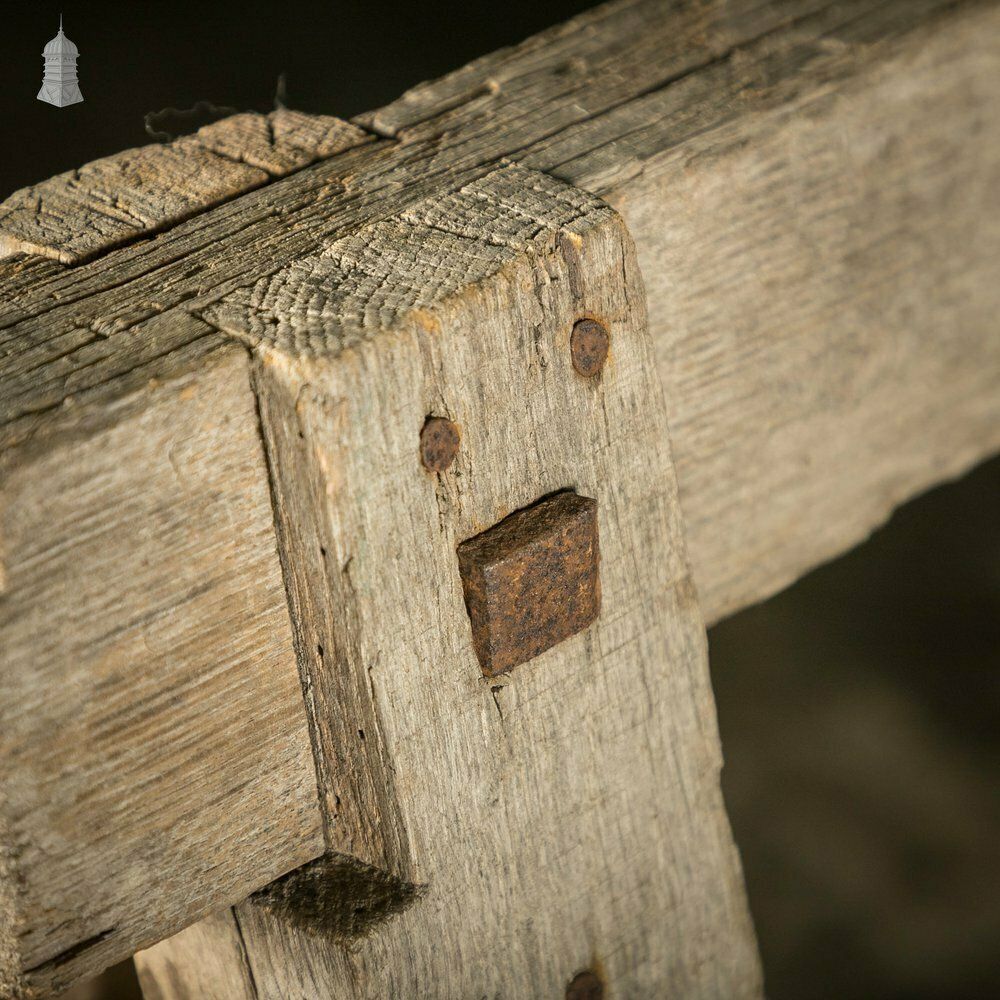 Vintage Wooden Trestles, Pair Of Rustic Workshop Trestles photo 360.0