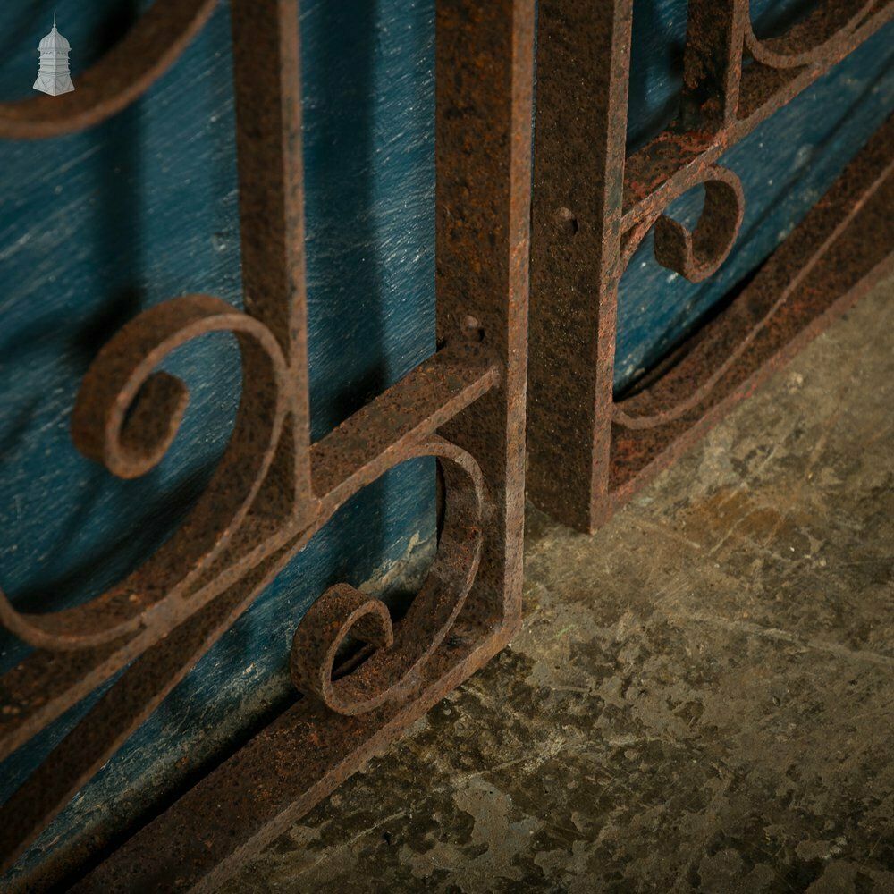 Railing Panels Pair Of Wrought Iron Scroll Design Gate Panels photo vinterior