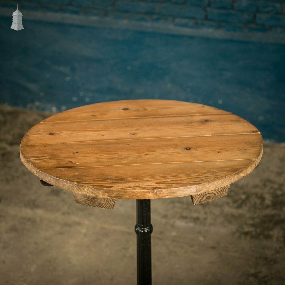 Round Bistro Tables, Reclaimed Pine Tops On Cast Alloy Bases, Pair photo Furniture