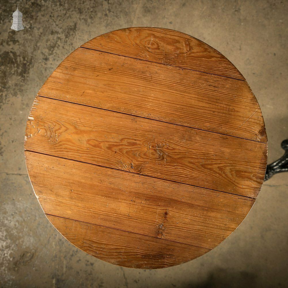 photo vinterior Round Bistro Tables, Reclaimed Pine Tops On Cast Alloy Bases, Pair