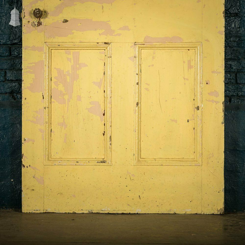 Pine Panelled Door, Moulded 4 Panel Yellow Painted photo Home Fixtures