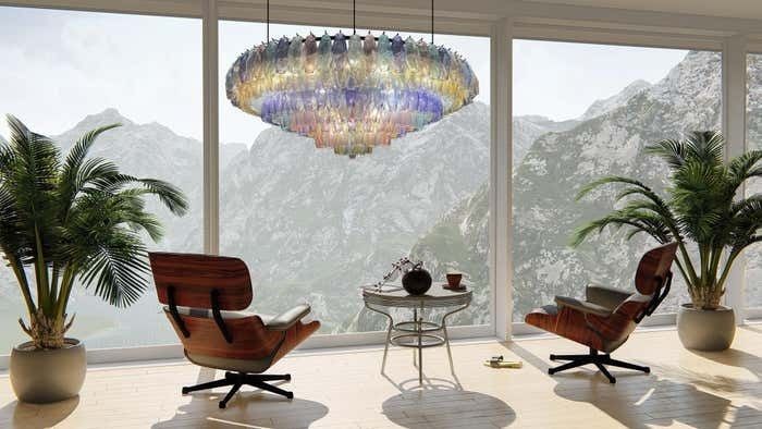 Spectacular Murano Glass Chandelier "Arlecchino" By Valentina Planta photo Lighting