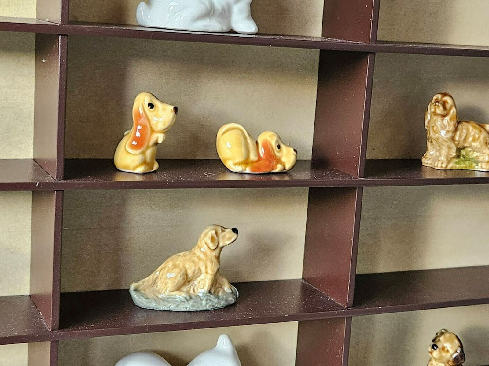 Wall Display Box Wood With Protective Beige Plush On The Back Wall, Miniatures Display Shelf, Miniatures Display Case, Collection Display photo for sale