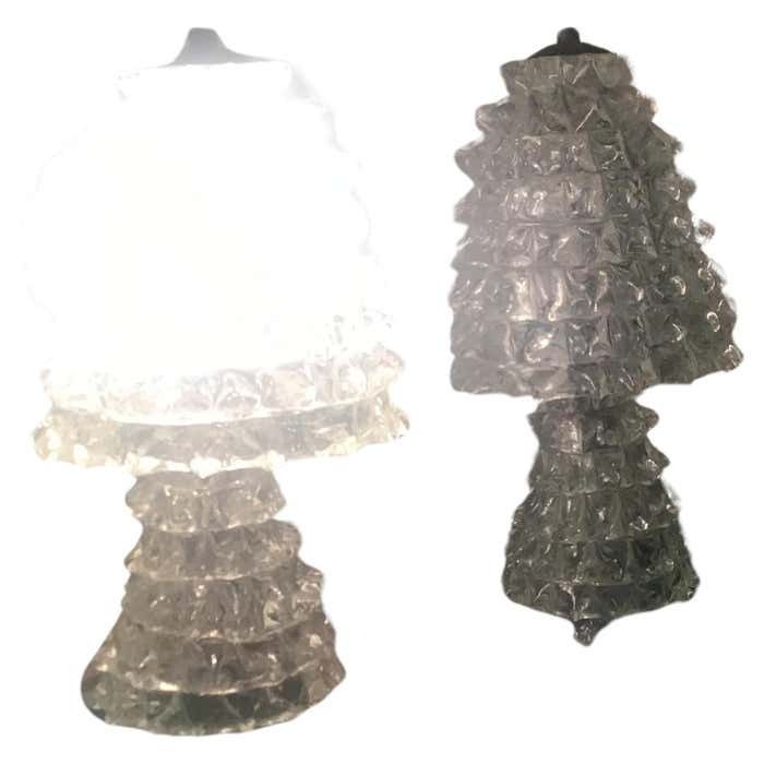 Barovier E Toso Pair Of "Rostrate" Table Lamps Murano Glass 1940 Italy