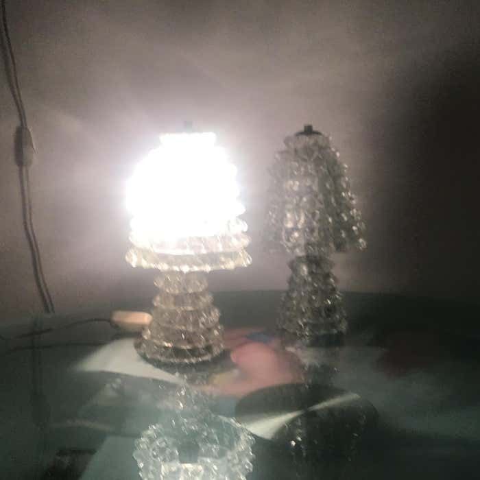 photo vintage Barovier E Toso Pair Of "Rostrate" Table Lamps Murano Glass 1940 Italy