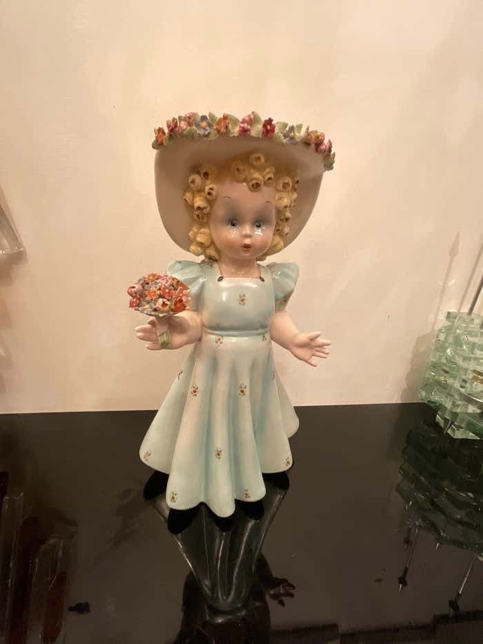 Tosin La Freccia   Polychrome Ceramic Baby Girl   Veneto 1940   Made In Italy photo 1948.0