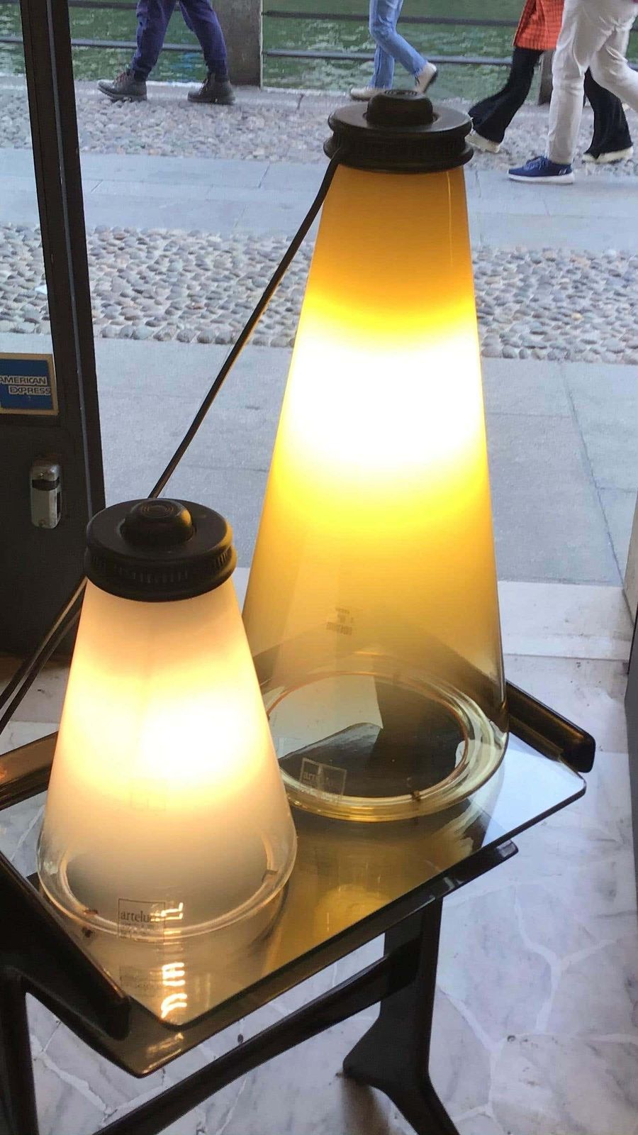 2184.0 Arteluce "Cone And Conetto" Couple Table Lamps Glass 1975 Italy photo