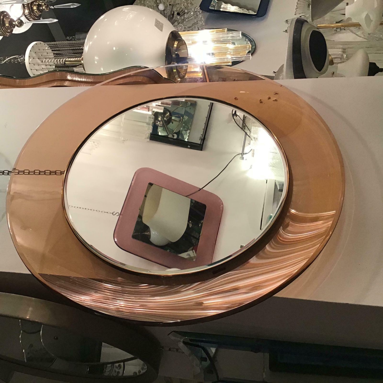 Max Ingrand “Fontana Arte” Mirror Brass Glass 1968 Italy photo for sale