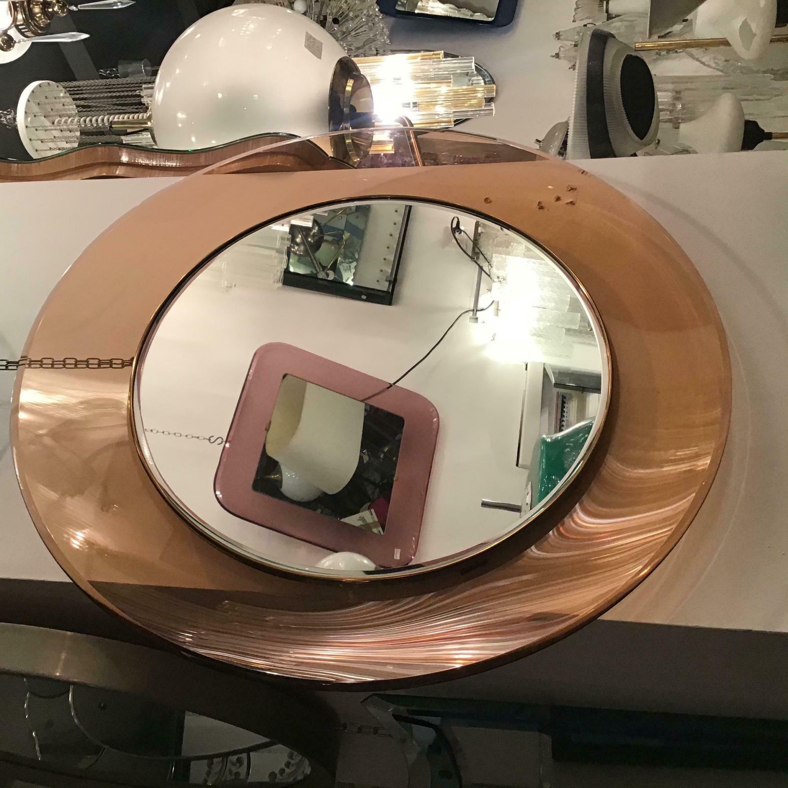 Max Ingrand “Fontana Arte” Mirror Brass Glass 1968 Italy photo Home Decor