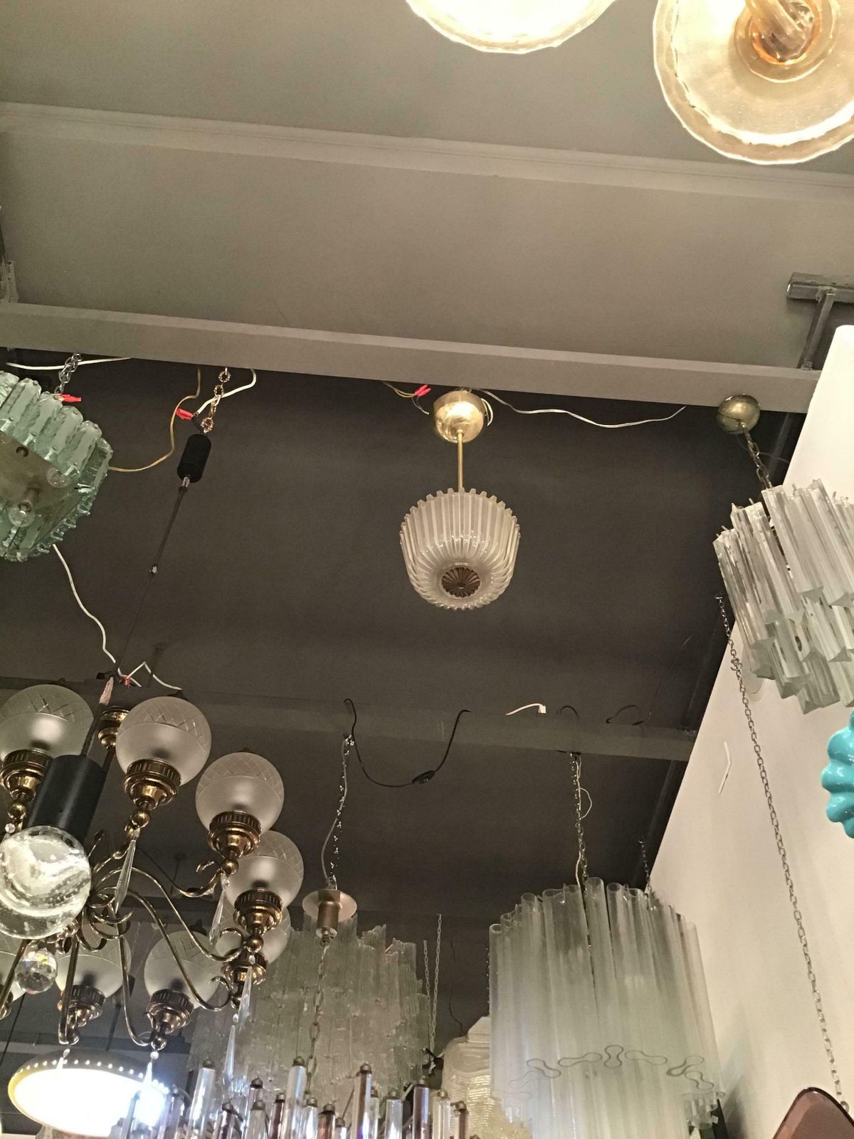 Seguso Ceilling Light/Chandelier Brass Glass 1930 Italy photo 1747.0