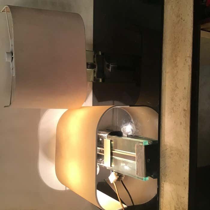 Fontana Arte Sconces/Appliques Metal Crome Glass Lampshade 1968 Italy photo Lighting