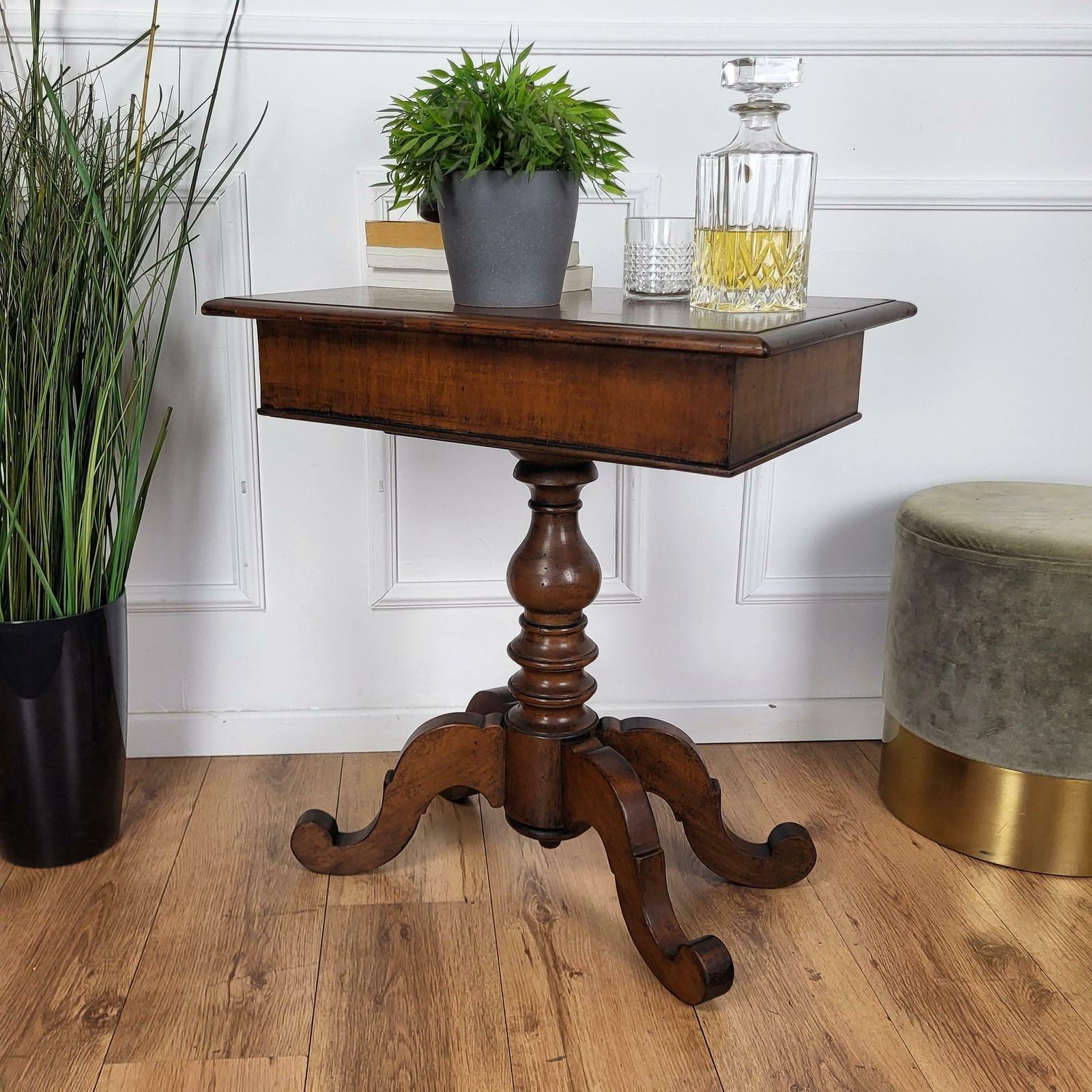 Antique Italian Walnut Side Table photo vinterior
