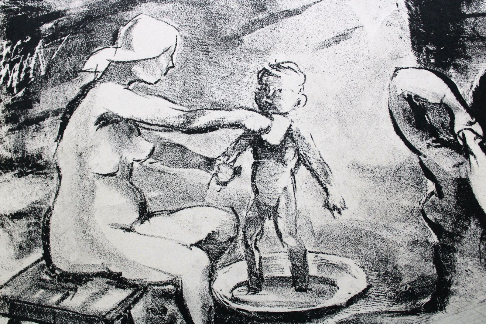 Dzidra Bauma At The Sauna. 1960s, Paper, Lithography, 1960s photo Art