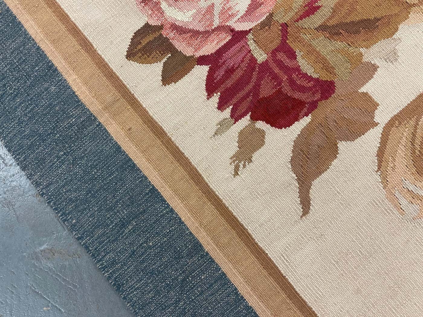 A Pair Of Aubusson Runner Rug Handwoven Carpet Floral Stair Runner Home Decor photo buy