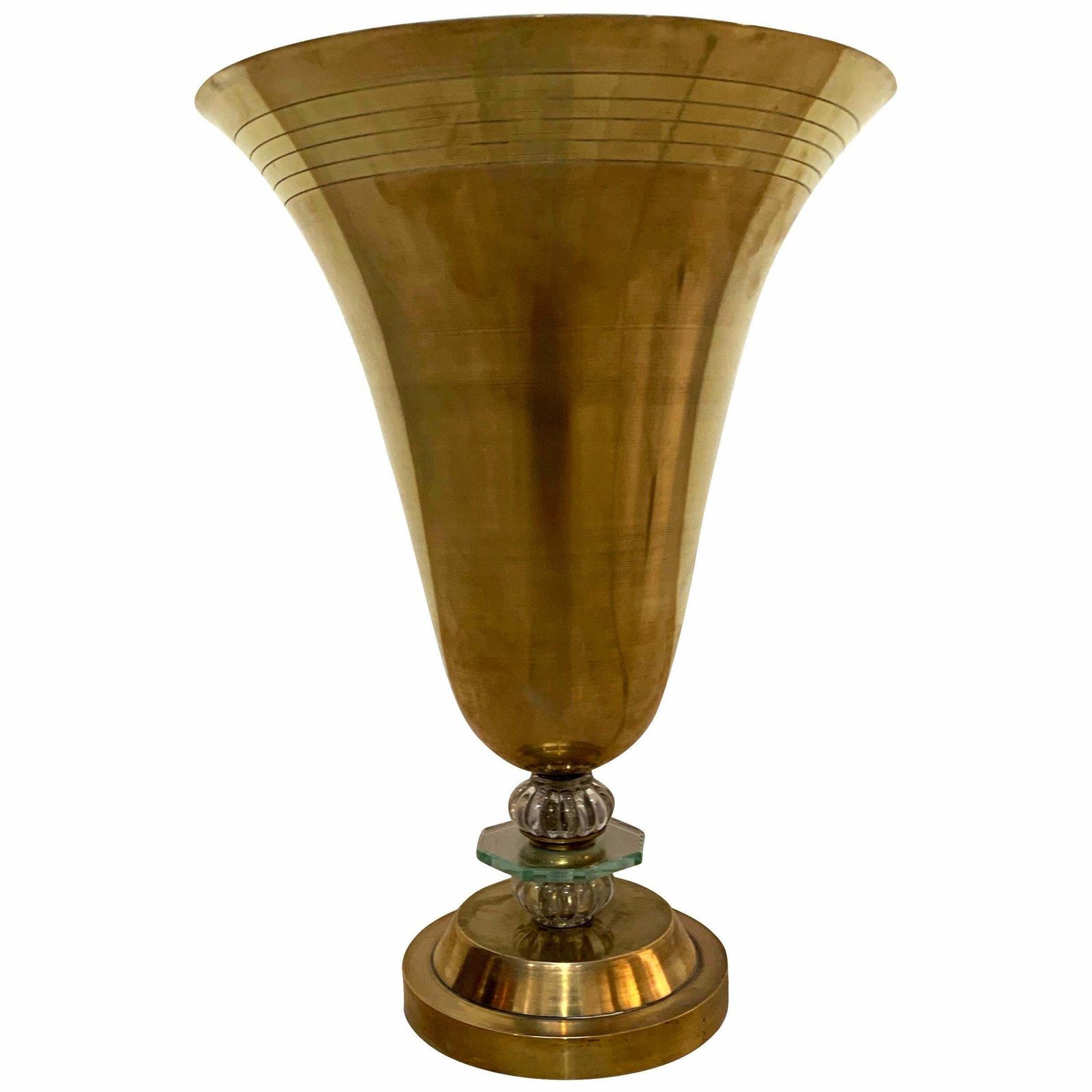 Art Deco Table Lamp, Brass And Glass, Paris, France, Circa 1930