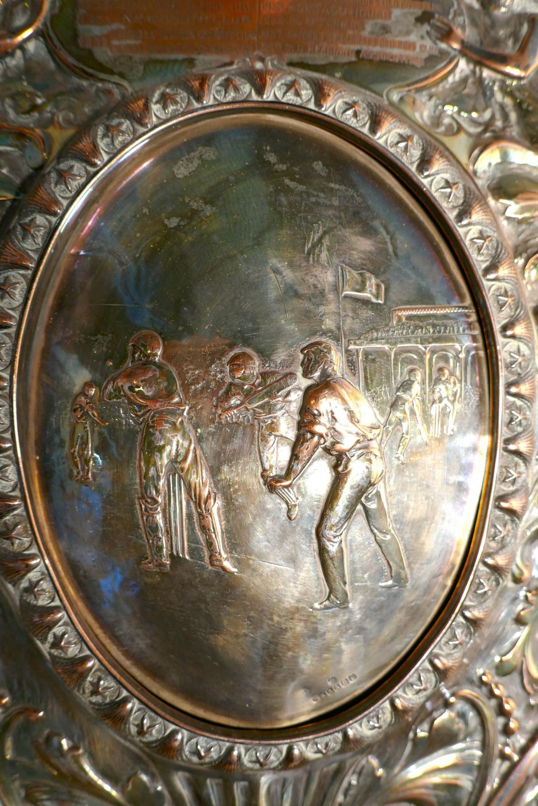 1901 Art Nouveau Sheffield Plate Cricket Trophy Shield, By Walker Hall And Sons photo furniture